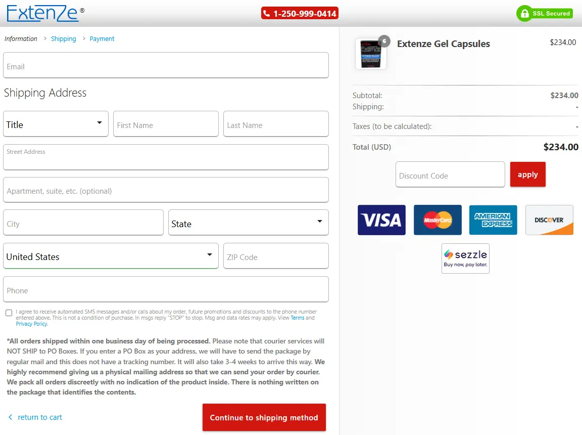 ExtenZe Cart Section